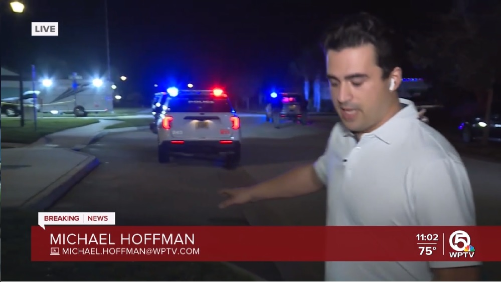 WPTV trespassing on TownPark property to report on the shooting death of Frank Riccio by Port St Lucie Police